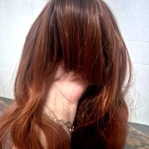 Wig bangs reddish auburn brown birthday party cosplay costume jessica rabbit